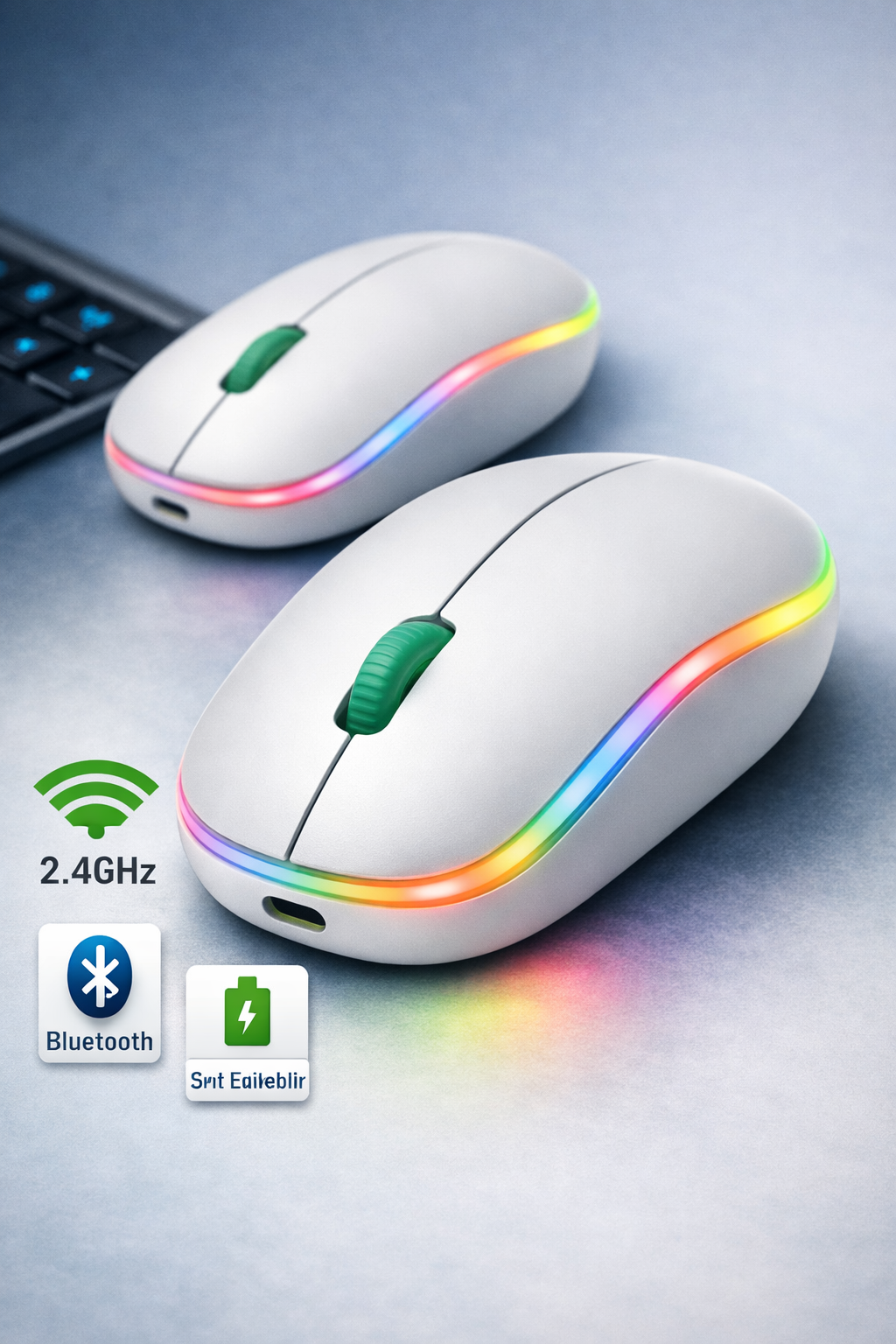 2.4GHz Bluetooth Şarjlı LED Wireless Mouse