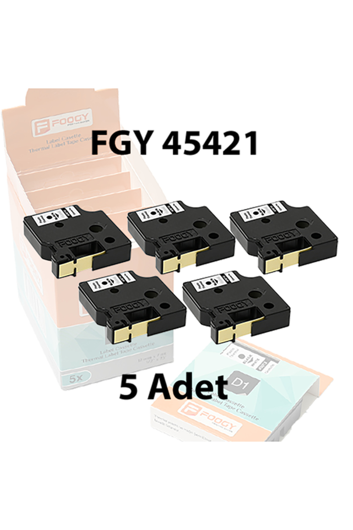 Dymo D1 Muadili Etiket Kagıt Beyaz - 12 mm x 7 mt - 45421 - Eko Paket 5 li